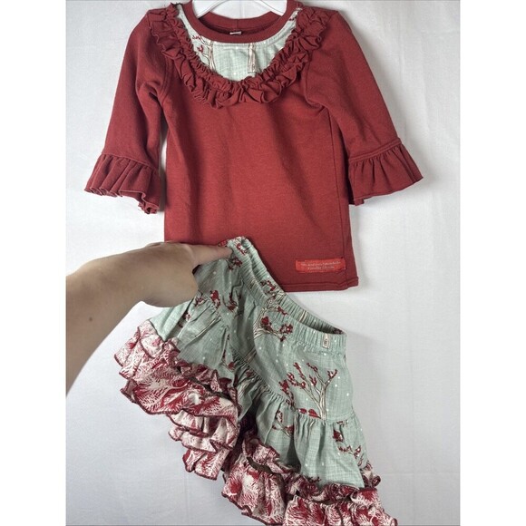 Unbranded Other - Long Sleeve Shirt And Matching Skirt Bird Print Size 12 M Preowned